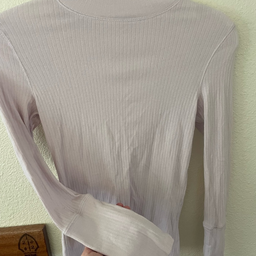 Free People Ribbed Long Sleeve Bodysuit - Cream